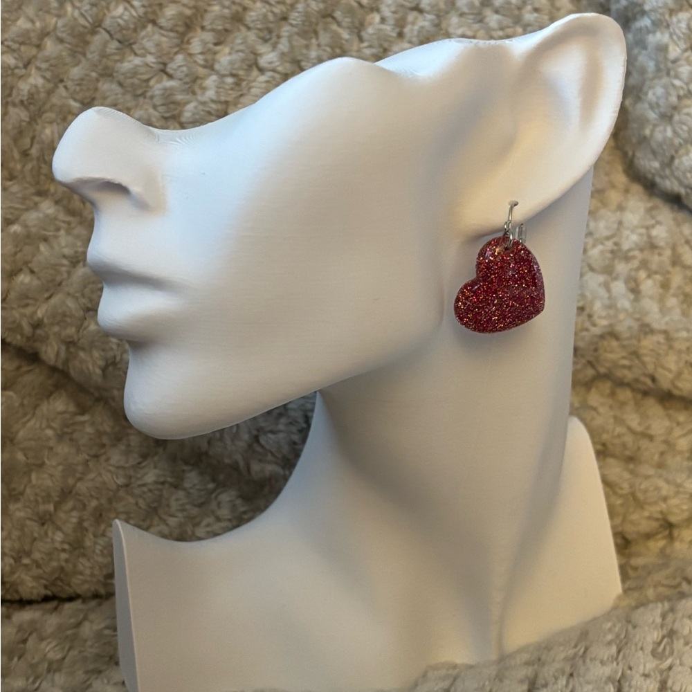 Sparkling Fuchsia Heart Earrings